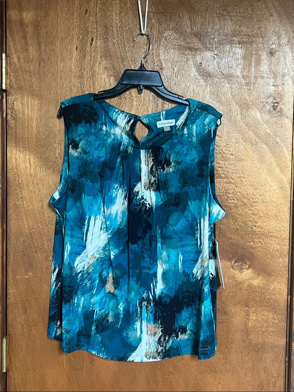 Calvin Klein Blue Teal Abstract Sleeveless Camisole